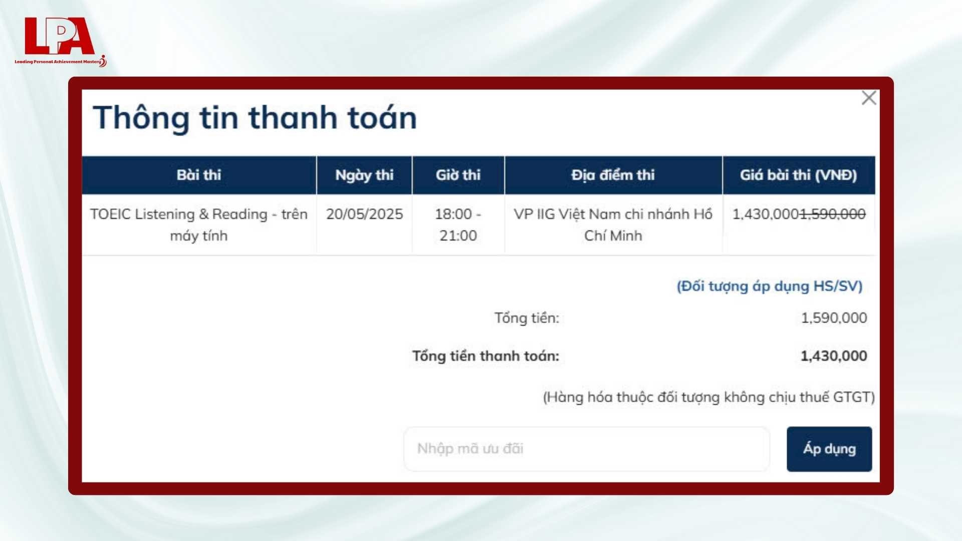 Tiếng Anh Khai vấn LPA Mastery VN - Toàn tập hướng dẫn đăng ký thi TOEIC online qua IIG nhanh – gọn – lẹ