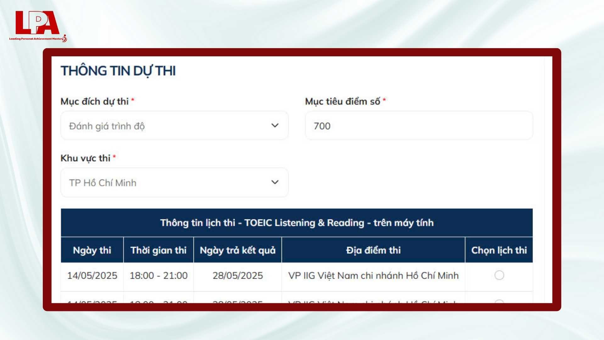 Tiếng Anh Khai vấn LPA Mastery VN - Toàn tập hướng dẫn đăng ký thi TOEIC online qua IIG nhanh – gọn – lẹ