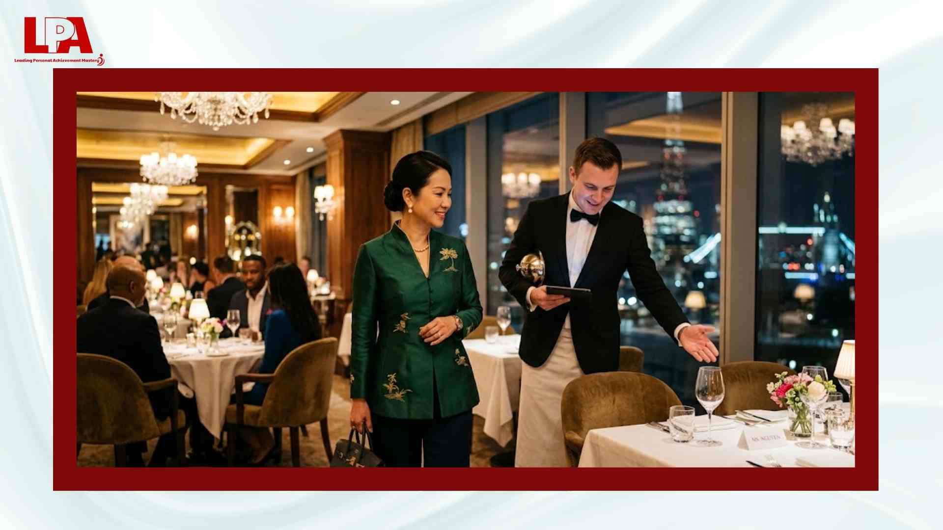 Nhận bàn tại nhà hàng và được đón tiếp