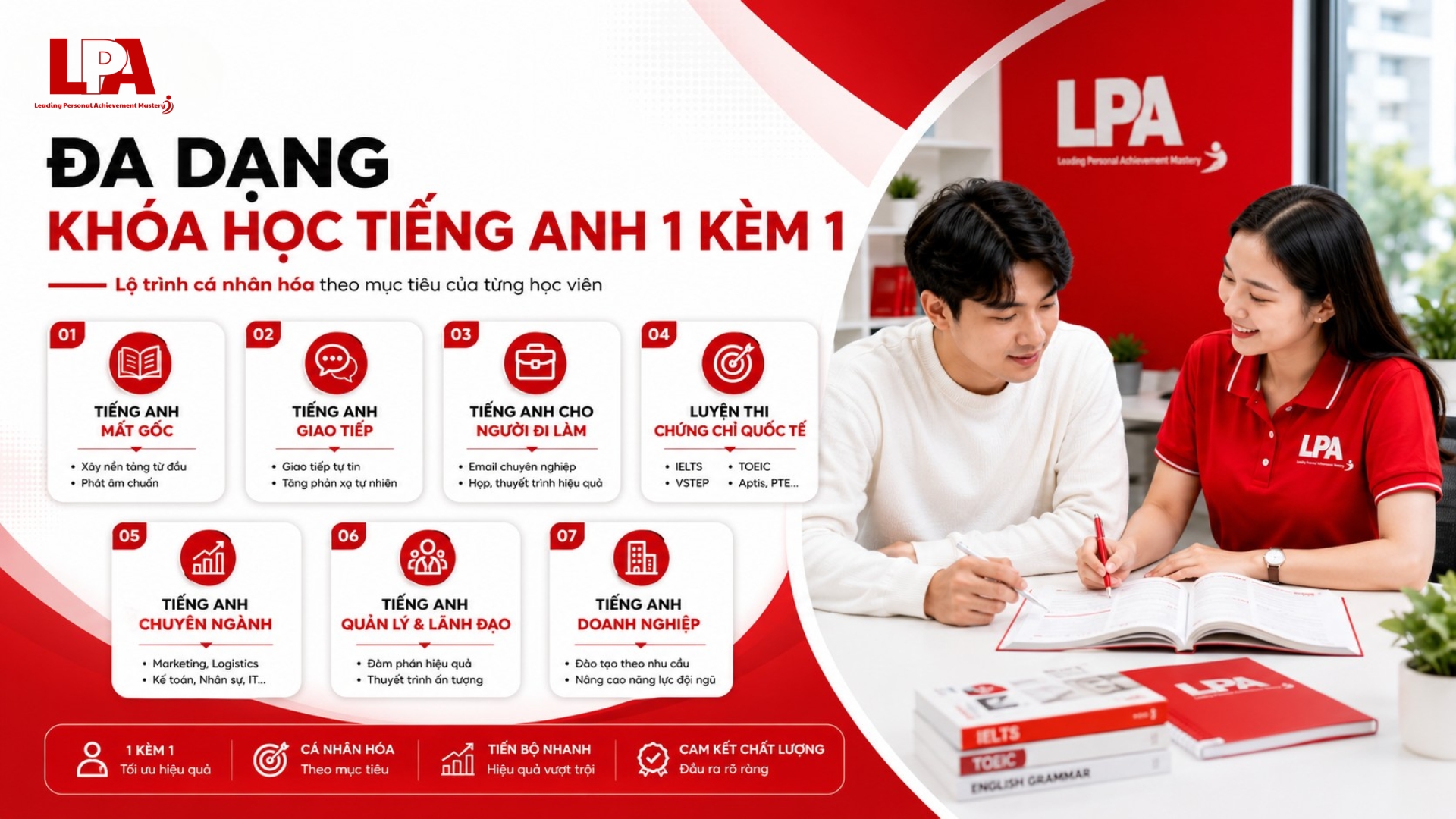 các khóa học tiếng anh 1 kèm 1