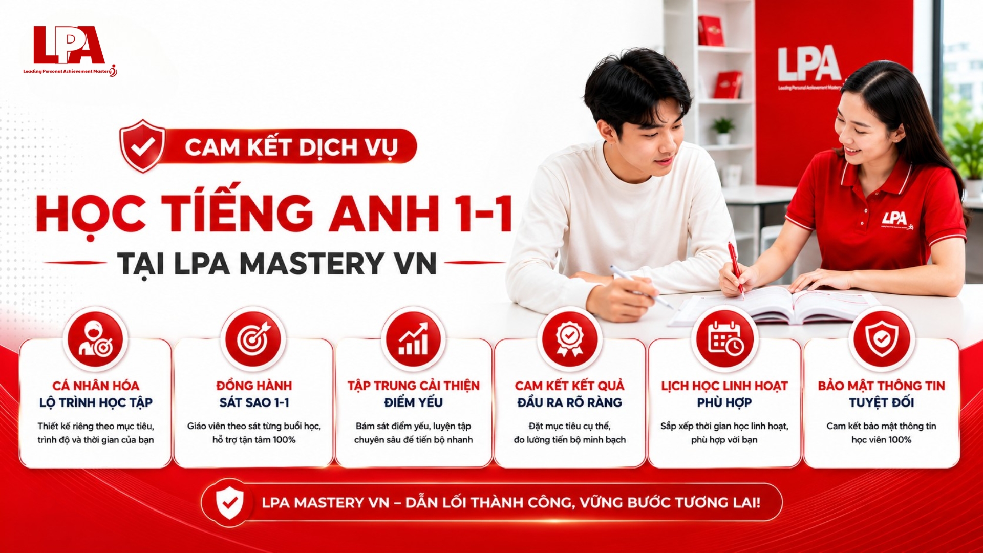 cam kết dịch vụ học tiếng anh 1 1 tại lpa mastery vn
