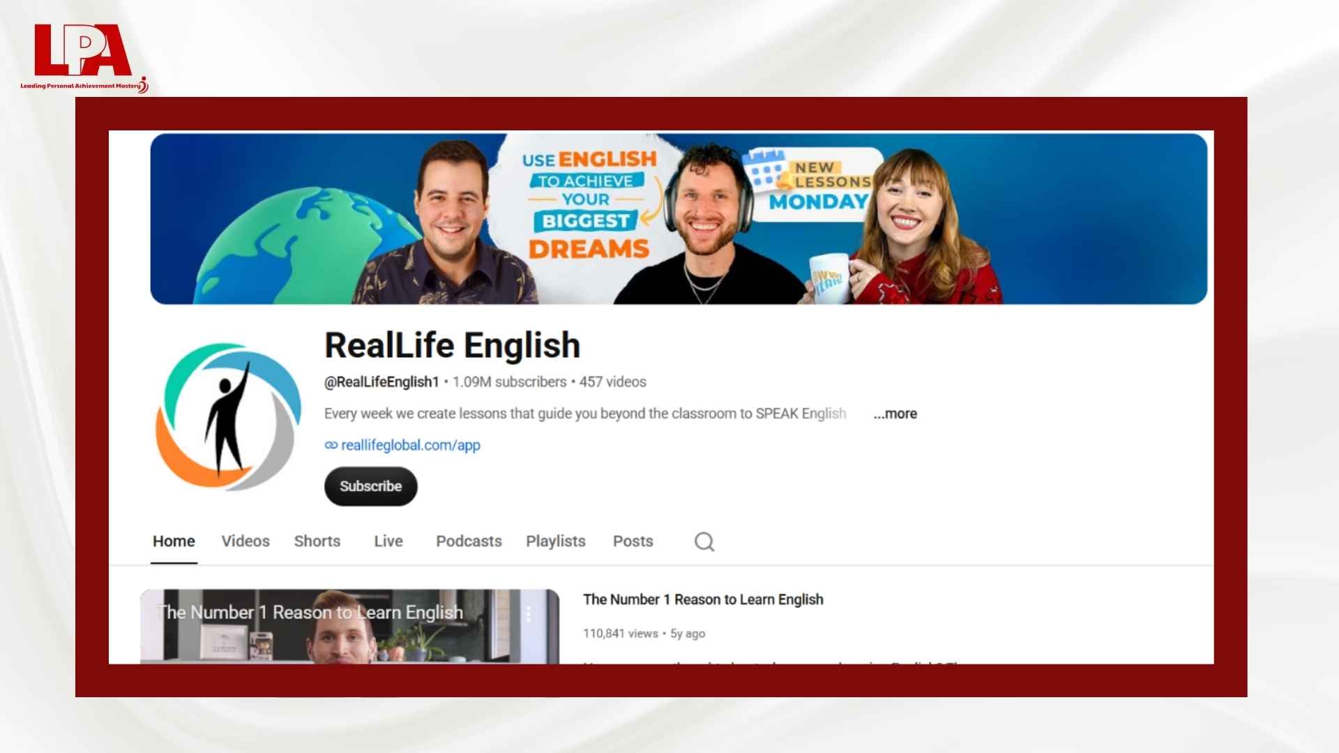 Luyện shadowing Tiếng Anh cùng kênh RealLife English