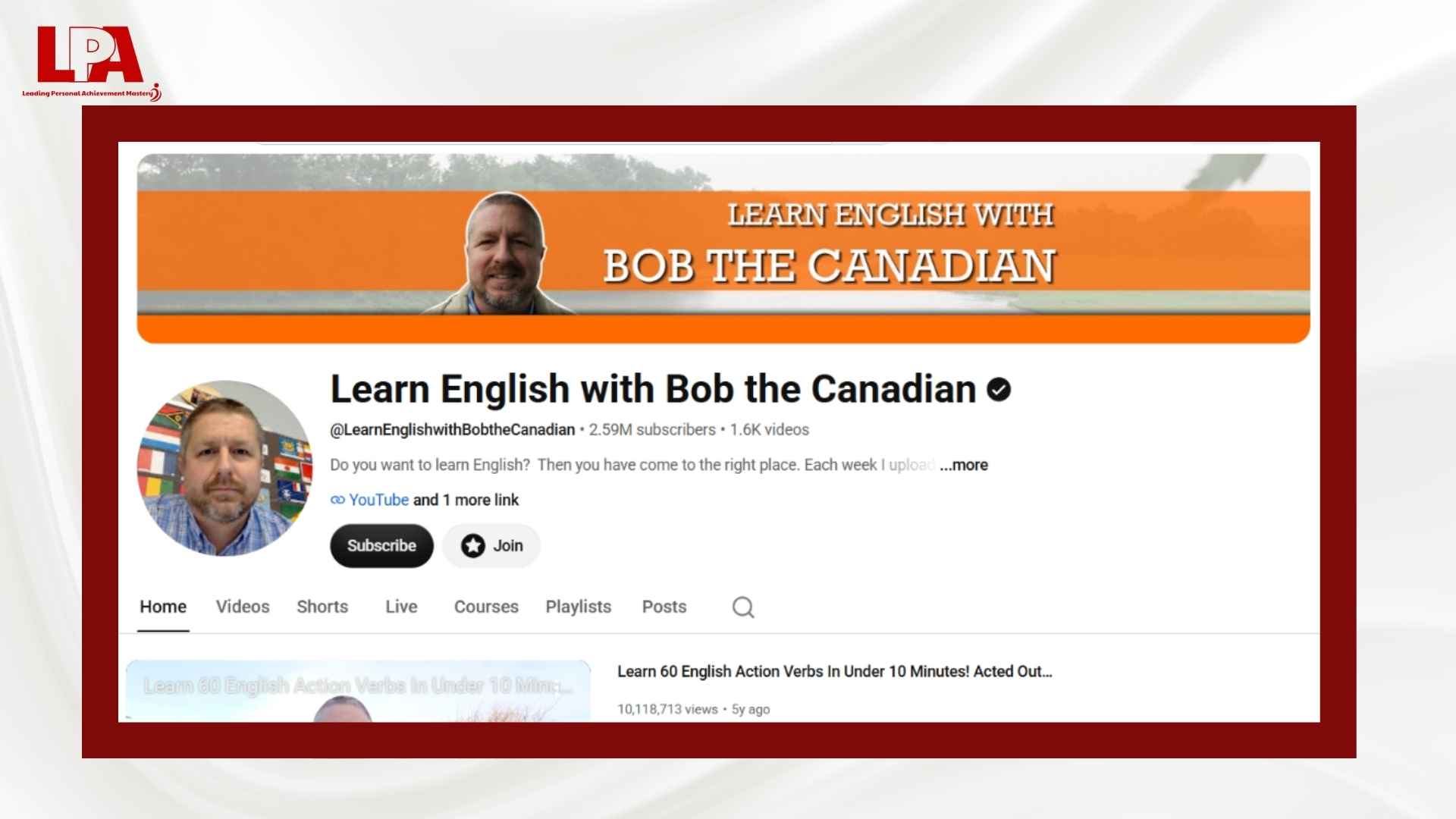 Luyện shadowing Tiếng Anh cùng với kênh Learning English with Bob the Canadian